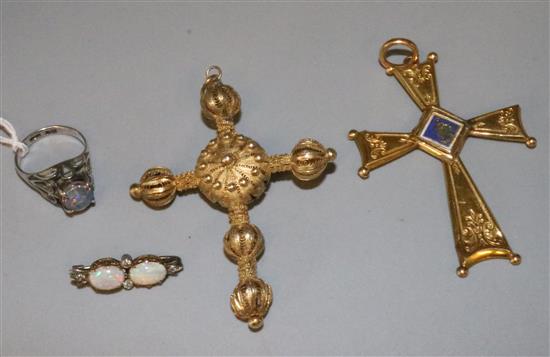 Two crosses, a brooch and a ring